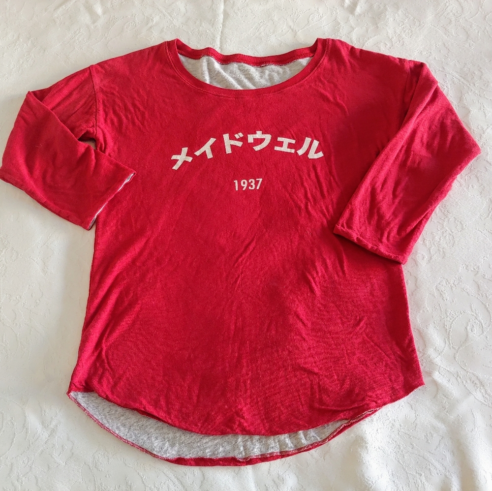 Madewell Red Gray 1937 Tokyo Graphic 3/4 Sleeve
